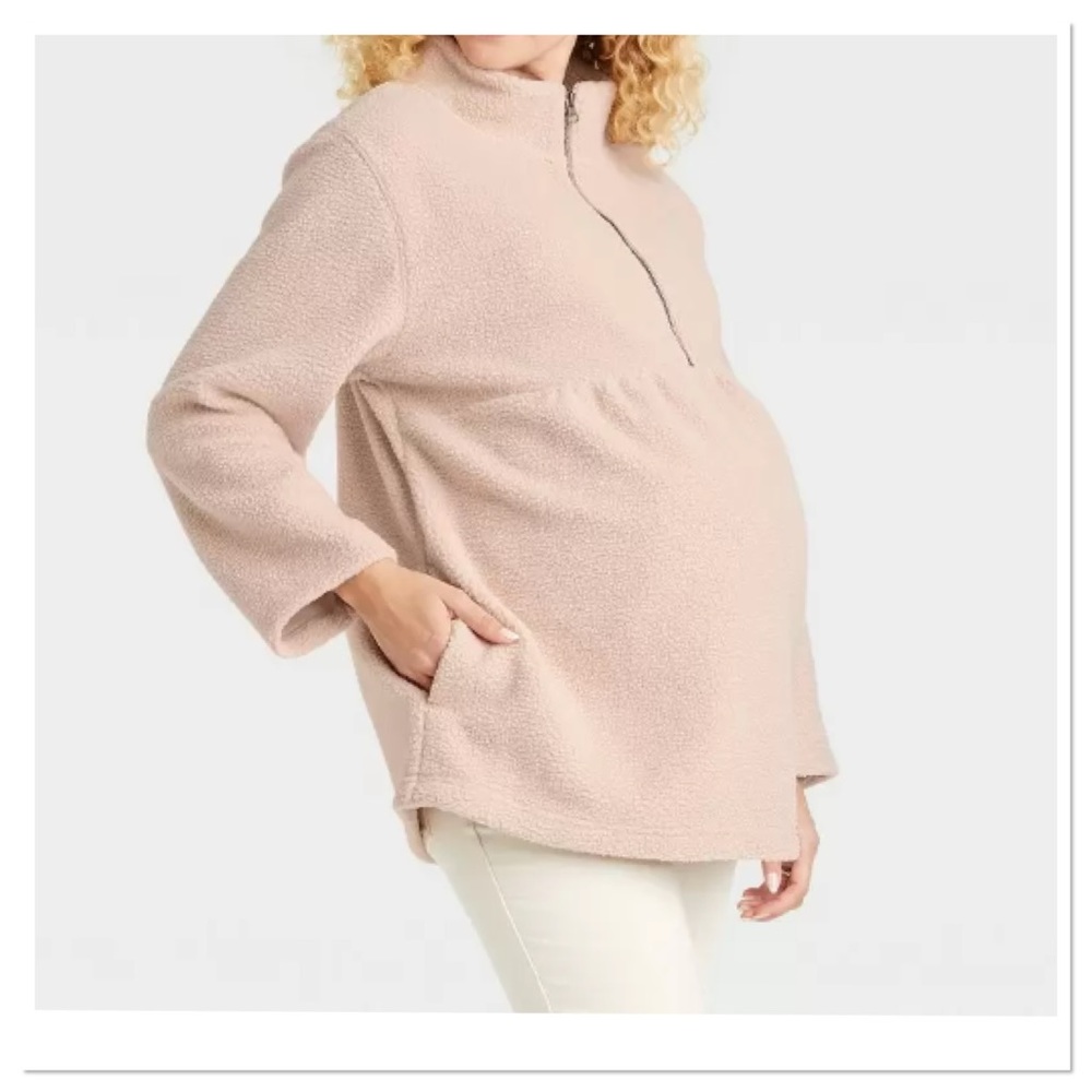 Women’s Collared Sherpa Maternity Sweatshirt Isabel Maternity by Ingrid & Isabel
